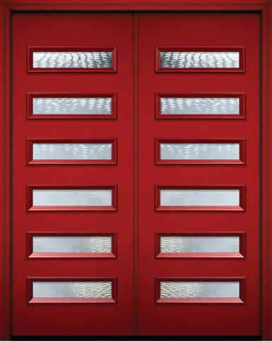 WDMA 72x96 Door (6ft by 8ft) Exterior 96in ThermaPlus Steel Beverly Contemporary Double Door w/Textured Glass 1