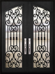 WDMA 72x96 Door (6ft by 8ft) Exterior 96in Marbella Full Arch Lite Double Wrought Iron Entry Door 1