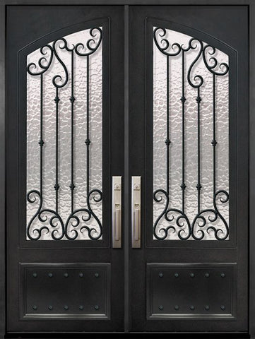 WDMA 72x96 Door (6ft by 8ft) Exterior 96in Valencia 3/4 Arch Lite Double Wrought Iron Entry Door 1