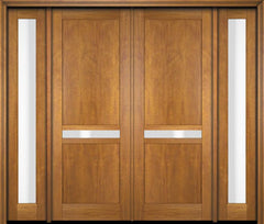 WDMA 76x80 Door (6ft4in by 6ft8in) Exterior Swing Mahogany 121 Windermere Shaker Double Entry Door Sidelights 1