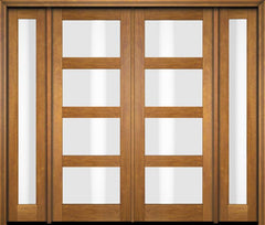 WDMA 76x80 Door (6ft4in by 6ft8in) Exterior Swing Mahogany Modern 4 Lite Shaker Double Entry Door Sidelights 1