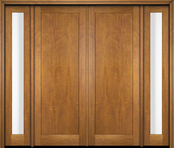 WDMA 76x80 Door (6ft4in by 6ft8in) Exterior Swing Mahogany Modern Full Flat Panel Shaker Double Entry Door Sidelights 1