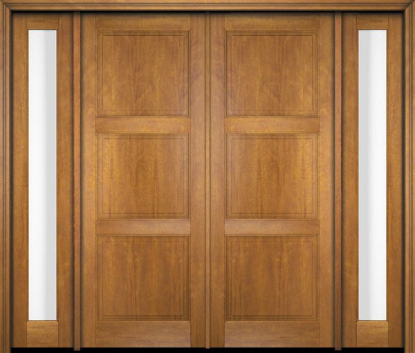 WDMA 80x84 Door (6ft8in by 7ft) Exterior Swing Mahogany 3 Raised Panel Solid Double Entry Door Sidelights 1