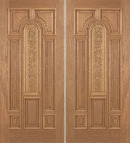 WDMA 84x80 Door (7ft by 6ft8in) Exterior Mahogany Revis Double Door Carved Panel - 6ft8in Tall 1
