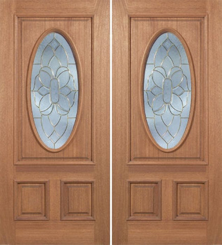 WDMA 84x80 Door (7ft by 6ft8in) Exterior Mahogany Maryvale Double Door w/ BO Glass 1