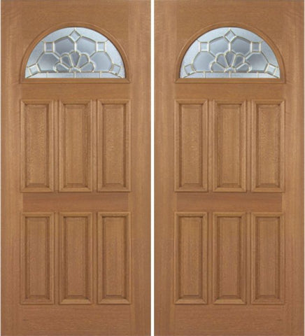 WDMA 84x80 Door (7ft by 6ft8in) Exterior Mahogany Jefferson Double Door w/ A Glass 1