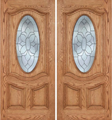 WDMA 84x80 Door (7ft by 6ft8in) Exterior Oak Dally Double Door w/ BO Glass - 6ft8in Tall 1