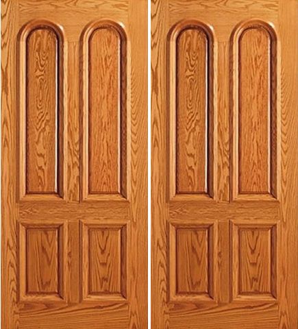 WDMA 84x80 Door (7ft by 6ft8in) Exterior Mahogany Front 4 Panel Arch Panel Traditional Double Door 1