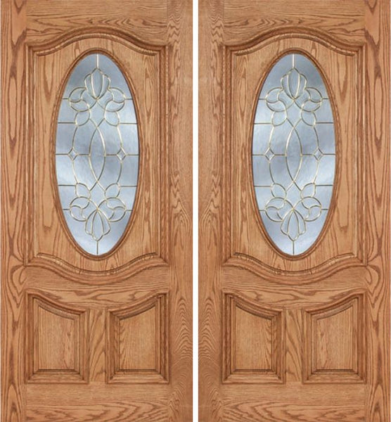 WDMA 84x80 Door (7ft by 6ft8in) Exterior Oak Dally Double Door w/ CO Glass - 6ft8in Tall 1