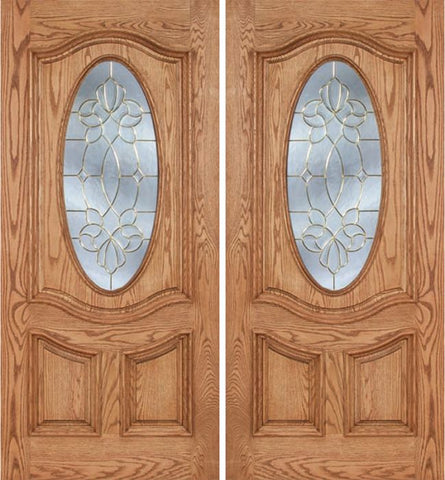WDMA 84x80 Door (7ft by 6ft8in) Exterior Oak Dally Double Door w/ CO Glass - 6ft8in Tall 1