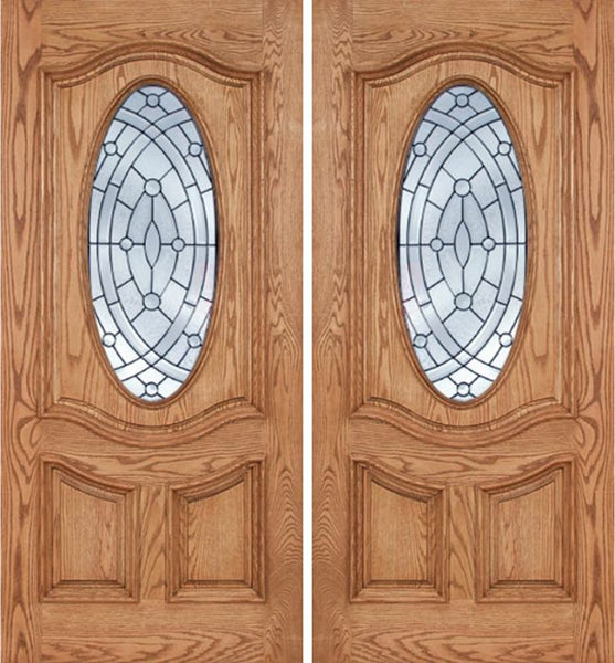 WDMA 84x80 Door (7ft by 6ft8in) Exterior Oak Dally Double Door w/ EE Glass - 6ft8in Tall 1