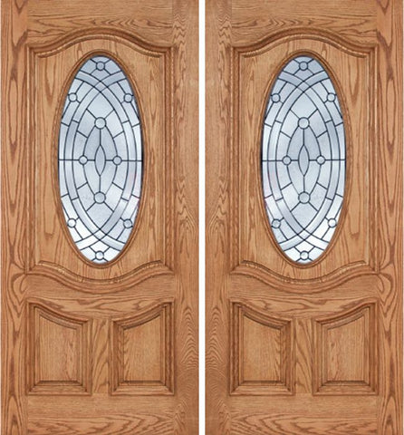 WDMA 84x80 Door (7ft by 6ft8in) Exterior Oak Dally Double Door w/ EE Glass - 6ft8in Tall 1