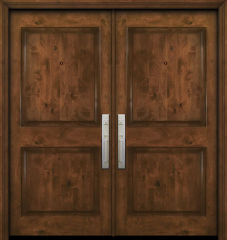 WDMA 84x80 Door (7ft by 6ft8in) Exterior Knotty Alder 42in x 80in Double 2 Panel Square Estancia Alder Door 1