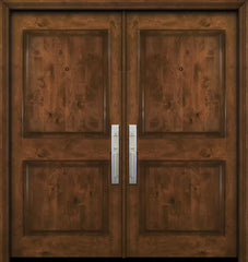 WDMA 84x80 Door (7ft by 6ft8in) Exterior Knotty Alder 42in x 80in Double 2 Panel Square Estancia Alder Door 1