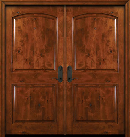 WDMA 84x80 Door (7ft by 6ft8in) Exterior Knotty Alder 42in x 80in Double Arch 2 Panel Estancia Alder Door 1