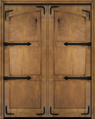 WDMA 84x84 Door (7ft by 7ft) Interior Swing Mahogany Arch Top 2 Panel Rustic-Old World Home Style Exterior or Double Door with Corner Straps / Straps 2