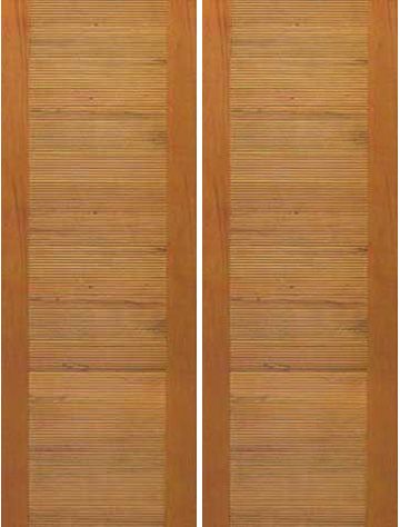 WDMA 84x96 Door (7ft by 8ft) Exterior Tropical Hardwood Solid Wood Double Door Contemporary Horizontal Groove Flush Panel 1