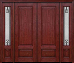 WDMA 84x96 Door (7ft by 8ft) Exterior Cherry 96in Two Panel Double Entry Door Sidelights Courtyard Glass 1