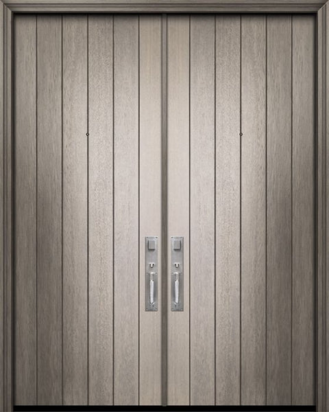 WDMA 84x96 Door (7ft by 8ft) Exterior Swing Mahogany 42in x 96in Double Square Top Plank Portobello Door 1