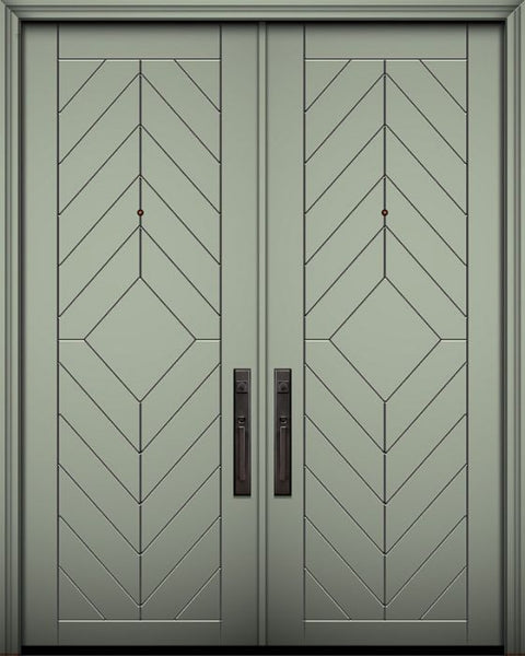 WDMA 84x96 Door (7ft by 8ft) Exterior Smooth 42in x 96in Double Lynnwood Solid Contemporary Door 1