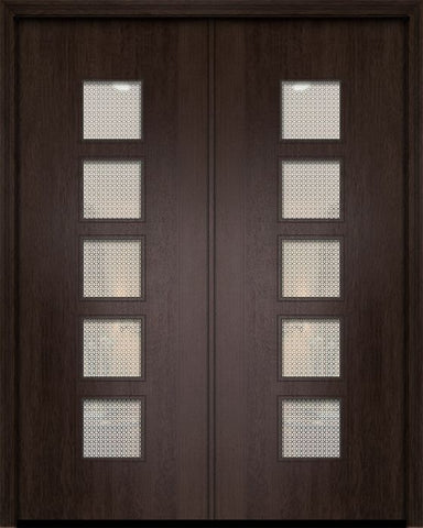 WDMA 84x96 Door (7ft by 8ft) Exterior Mahogany 42in x 96in Double Venice Contemporary Door w/Metal Grid 1