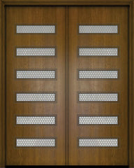 WDMA 84x96 Door (7ft by 8ft) Exterior Mahogany 42in x 96in Double Beverly Contemporary Door w/Metal Grid 1
