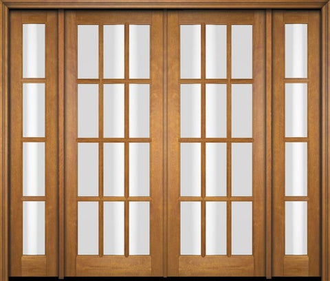 WDMA 86x80 Door (7ft2in by 6ft8in) Exterior Swing Mahogany 12 Lite TDL Double Entry Door Sidelights 1