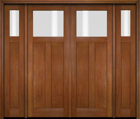 WDMA 86x80 Door (7ft2in by 6ft8in) Exterior Swing Mahogany Top Lite Craftsman Double Entry Door Sidelights 4