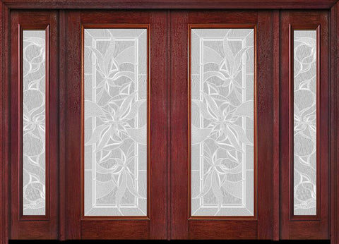 WDMA 88x80 Door (7ft4in by 6ft8in) Exterior Cherry Full Lite Double Entry Door Sidelights Impressions Glass 1