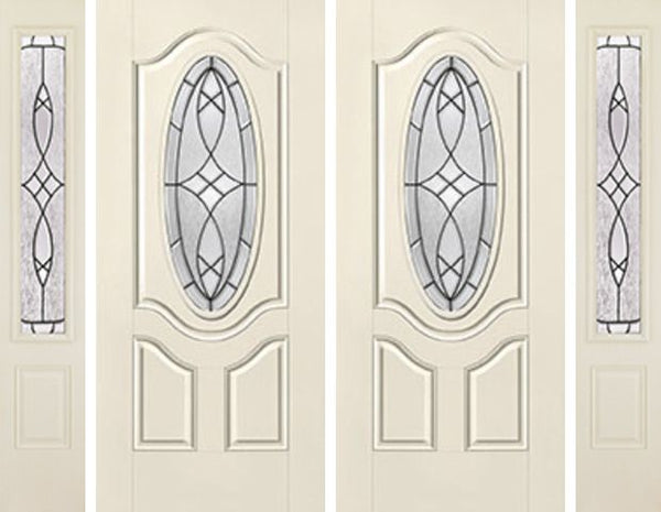 WDMA 88x80 Door (7ft4in by 6ft8in) Exterior Smooth Blackstone 3/4 Deluxe Oval Lite 2 Panel Star Double Door 2 Sides 1