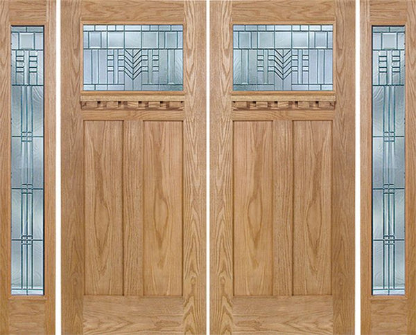 WDMA 96x80 Door (8ft by 6ft8in) Exterior Oak Pearce Double Door/2 Full-lite side w/ C Glass 1