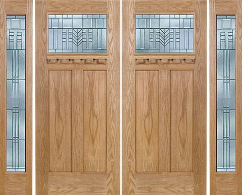 WDMA 96x80 Door (8ft by 6ft8in) Exterior Oak Pearce Double Door/2 Full-lite side w/ C Glass 1