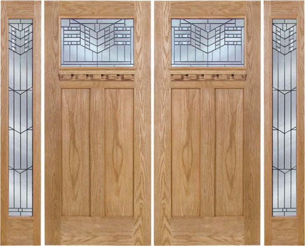 WDMA 96x80 Door (8ft by 6ft8in) Exterior Oak Pearce Double Door/2 Full-lite side w/ E Glass 1