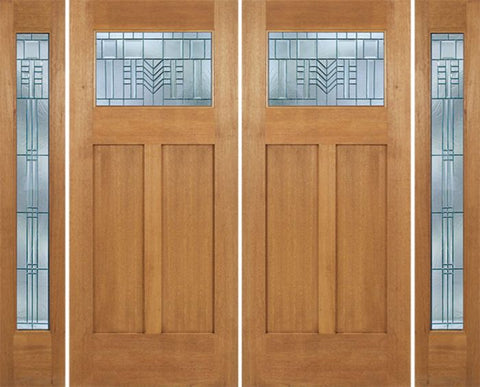 WDMA 96x80 Door (8ft by 6ft8in) Exterior Mahogany Pearce Double Door/2 Full-lite side w/ C Glass 1