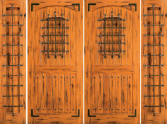 WDMA 96x80 Door (8ft by 6ft8in) Exterior Knotty Alder Front Double Door with Two Sidelights Alder Speakeasy 1