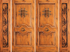 WDMA 96x80 Door (8ft by 6ft8in) Exterior Knotty Alder Alder Double Door with Two Sidelights Speakeasy 1