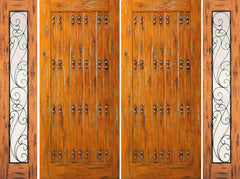 WDMA 96x80 Door (8ft by 6ft8in) Exterior Knotty Alder Prehung Double Door with Two Sidelights Entry Alder 1