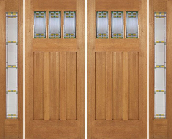 WDMA 96x84 Door (8ft by 7ft) Exterior Mahogany Barnsdale Double Door/2 Full-lite side w/ GO Glass 1