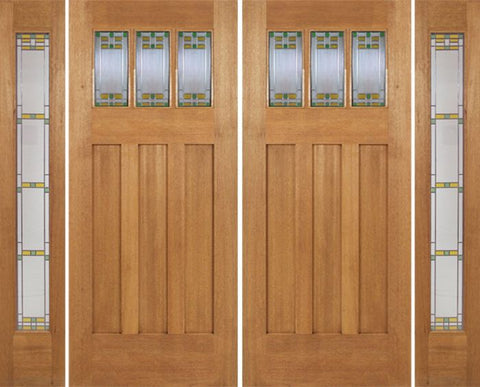 WDMA 96x84 Door (8ft by 7ft) Exterior Mahogany Barnsdale Double Door/2 Full-lite side w/ GO Glass 1