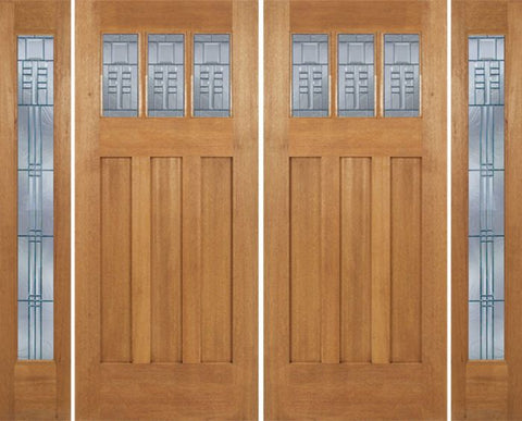 WDMA 96x84 Door (8ft by 7ft) Exterior Mahogany Barnsdale Double Door/2 Full-lite side w/ C Glass 1