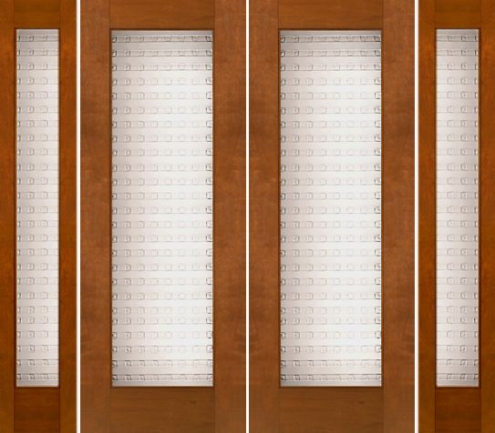 WDMA 96x96 Door (8ft by 8ft) Exterior Mahogany Double 2-1/4in Thick Doors Sidelights Art Glass Iron Work 1