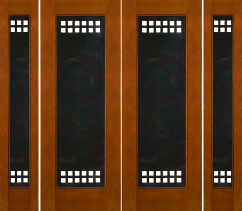 WDMA 96x96 Door (8ft by 8ft) Exterior Mahogany Double 2-1/4in Thick Doors Sidelights Heavy Iron Work 1