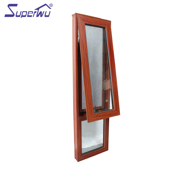 wood color aluminum frame chain winder windows window with flyscreen on China WDMA